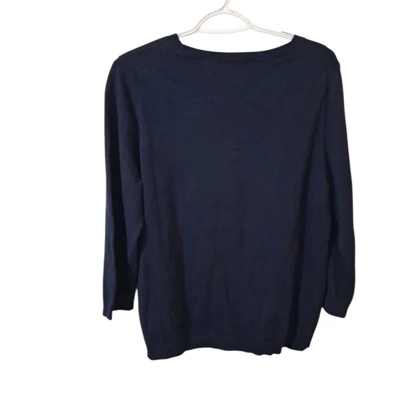 NWT Womens Talbots Dark Navy Blue Llama-Embellished Crewneck Sweater Sz L - Picture 4 of 12